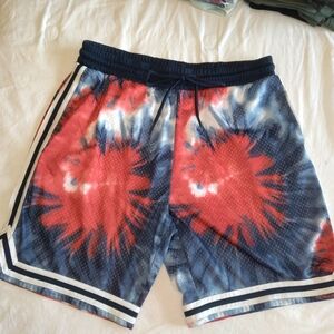 No Boundaries Red and Blue Tie-Dye Athletic Mesh Shorts L (36-38) Like New
